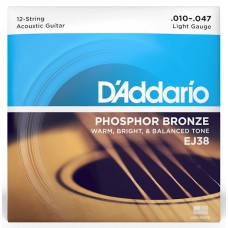 Струни D'ADDARIO EJ38 PHOSPHOR BRONZE REGULAR LIGHT 12-STRING (10-47)