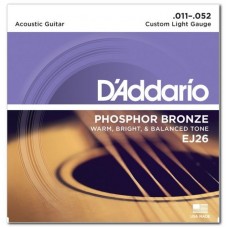 Струни D'ADDARIO EJ26 PHOSPHOR BRONZE CUSTOM LIGHT (11-52)