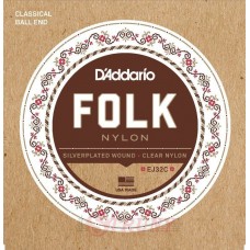 Струни D'ADDARIO EJ32C FOLK NYLON BALL END SILVER WOUND / CLEAR TREBLE