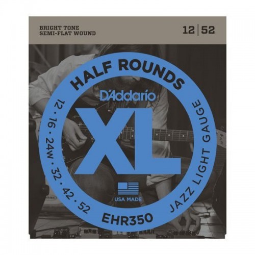 Струни D'ADDARIO EHR350 XL HALF ROUNDS JAZZ LIGHT (12-52)