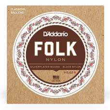 Струни D'ADDARIO EJ32 FOLK NYLON BALL END SILVER WOUND / BLACK TREBLE