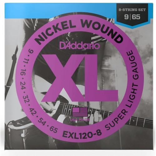 Струни D'ADDARIO EXL120-8 XL NICKEL WOUND 8-STRING SUPER LIGHT (09-65)