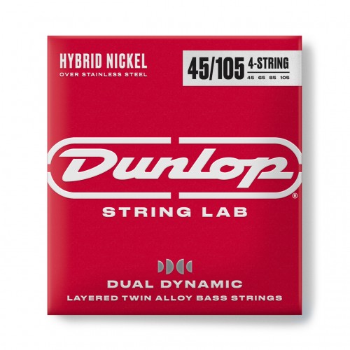 Струни DUNLOP DBHYN45105 DUAL DYNAMIC LAYERED TWIN ALLOY HYBRID WOUND NICKEL BASS STRINGS 45-105