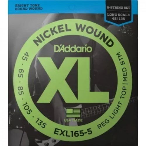 Струни D'ADDARIO EPS165-5 XL PROSTEELS BASS REG LIGHT TOP / MED BOTTOM 5-STRING (45-135)