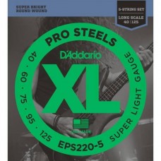 Струни D'ADDARIO EPS220-5 XL PROSTEELS BASS SUPER LIGHT 5-STRING (40-125)