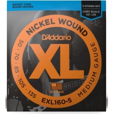 Струни D'ADDARIO EXL160-5 XL NICKEL WOUND BASS MEDIUM 5-STRING (50-135)