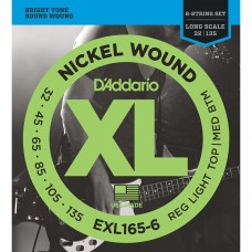 Струни D'ADDARIO EXL165-6 XL NICKEL WOUND BASS REG LIGHT TOP / MED BOTTOM 6-STRING (32-135)