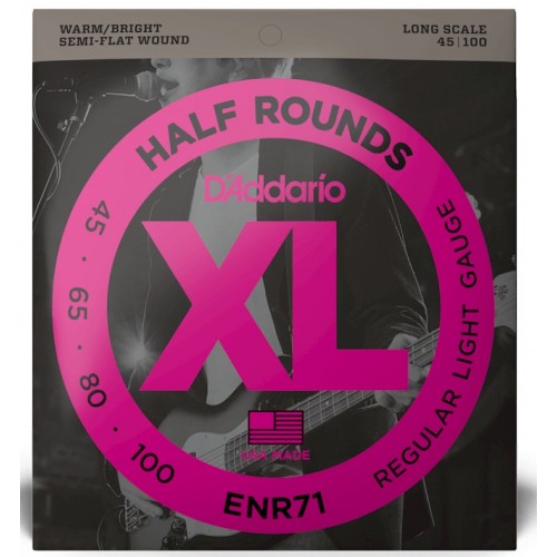 Струни D'ADDARIO ENR71 XL HALF ROUNDS BASS REGULAR LIGHT (45-100)