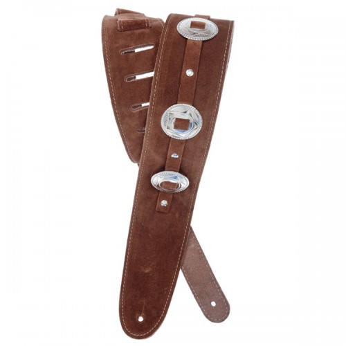 Ремінь гітарний D'ADDARIO DELUXE LEATHER GUITAR STRAP (CONCHOS, BROWN)