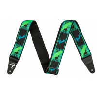 Ремінь гітарний FENDER STRAP 2" NEON MONOGRAMMED GREEN BLUE