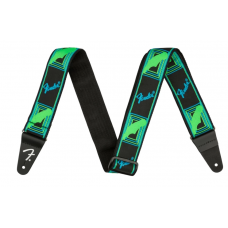 Ремінь гітарний FENDER STRAP 2" NEON MONOGRAMMED GREEN BLUE