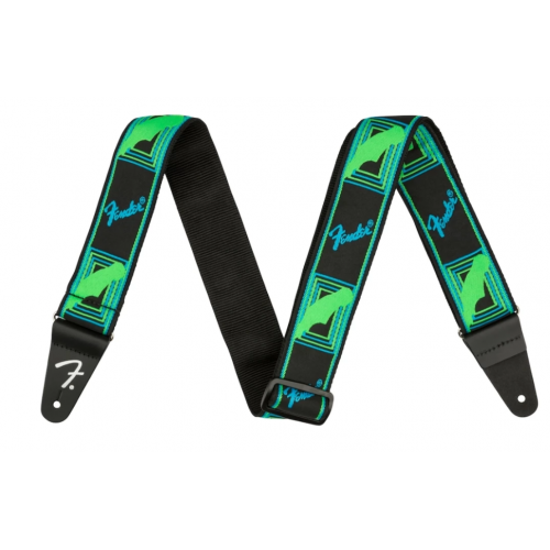 Ремінь гітарний FENDER STRAP 2" NEON MONOGRAMMED GREEN BLUE