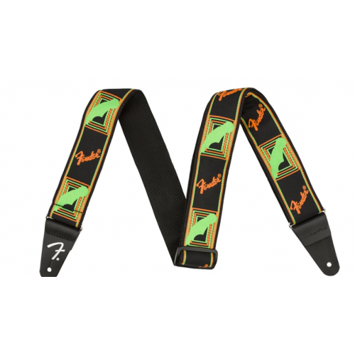 Ремінь гітарний FENDER STRAP 2" NEON MONOGRAMMED GREEN ORANGE