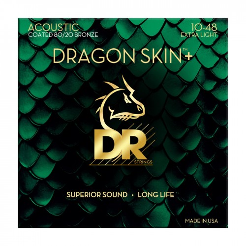 Струни DR Strings DRAGON SKIN+ Acoustic 80/20 Bronze - Extra Light (10-48)