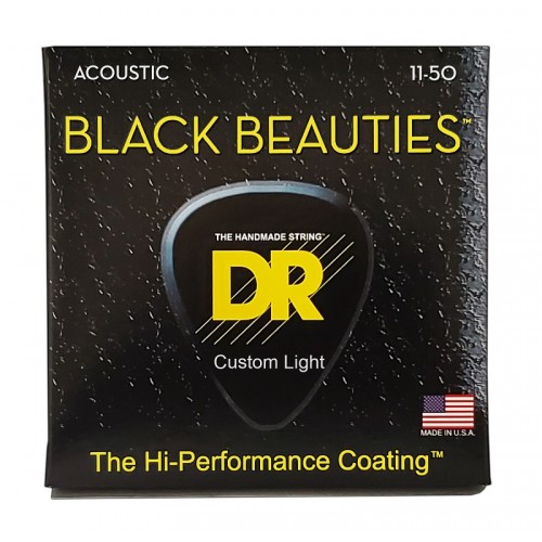 Струни DR Strings BLACK BEAUTIES Acoustic - Custom Light (11-50)