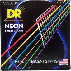 Струни DR Strings NEON Multi-Color Acoustic - Custom Light (11-50)