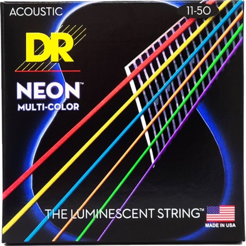Струни DR Strings NEON Multi-Color Acoustic - Custom Light (11-50)