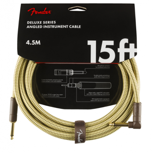 FENDER CABLE DELUXE SERIES 15' ANGLED TWEED
