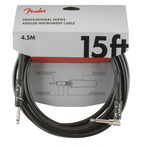 FENDER CABLE PROFESSIONAL SERIES ANGLED 15' BLACK