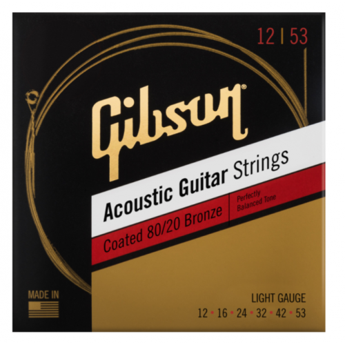 GIBSON SAG-CBRW12 COATED 80/20 BRONZE ACOUSTIC GUITAR STRINGS LIGHT