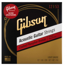 GIBSON SAG-CPB12 COATED PHOSPHOR BRONZE ACOUSTIC GUITAR STRINGS 12-53 LIGHT GIBSON SAG-CPB12 COATED PHOSPHOR BRONZE ACOUSTIC GUITAR STRINGS 12-53 LIGHT