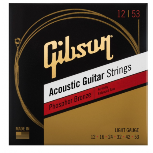 GIBSON SAG-PB12 PHOSPHOR BRONZE ACOUSTIC GUITAR STRINGS 12-53 LIGHT
