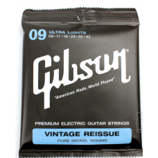 GIBSON SEG-VR9 VINTAGE RE-ISSUE PURE NICKEL WOUND .009-.042 GIBSON SEG-VR9 VINTAGE RE-ISSUE PURE NICKEL WOUND .009-.042