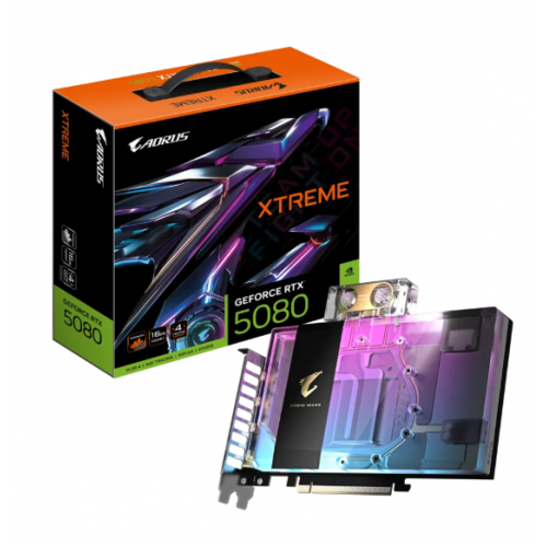 GeForce RTX 5080, Gigabyte, AORUS XTREME WATERFORCE WB, 16Gb GDDR7 (GV-N5080AORUSX WB-16GD)