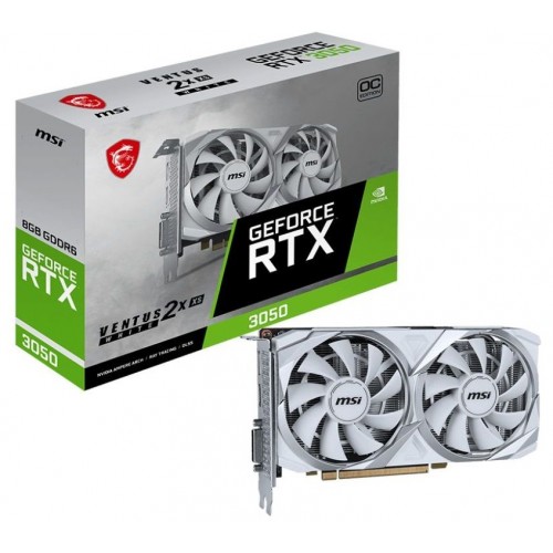 GeForce RTX 3050, MSI, VENTUS 2X XS OC (White Edition), 8Gb GDDR6 (RTX 3050 VENTUS 2X XS WHITE 8G OC)