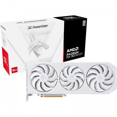 Radeon RX 9070 XT, PowerColor, Hellhound (White), 16Gb GDDR6 (RX9070XT 16G-L/OC/WHITE)