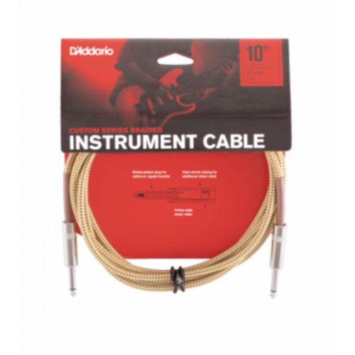 D'ADDARIO PW-BG-10TW Custom Series Braided Instrument Cable - Tweed (3m)