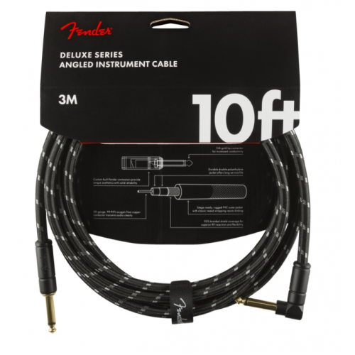 FENDER CABLE DELUXE SERIES 10' ANGLED BLACK TWEED