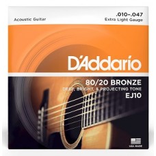 Струни D'ADDARIO EJ10 80/20 BRONZE EXTRA LIGHT (10-47) 