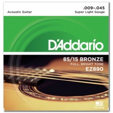 Струни D'ADDARIO EZ890 85/15 BRONZE SUPER LIGHT (09-45) 