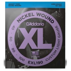 Струны D'ADDARIO EXL190 XL NICKEL WOUND BASS CUSTOM LIGHT (40-100)
