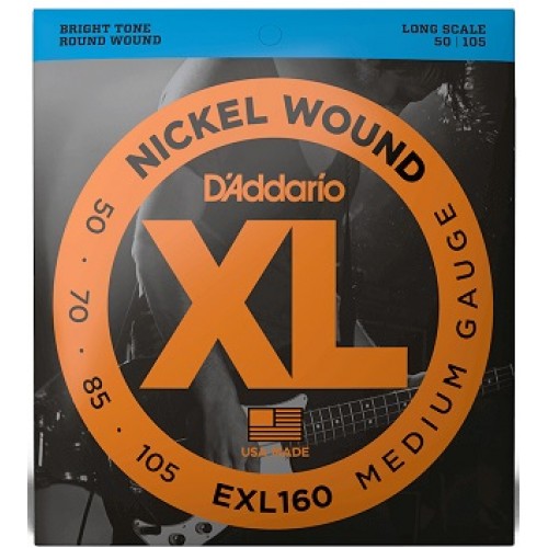 Струны D'ADDARIO EXL160 XL NICKEL WOUND BASS MEDIUM (50-105)
