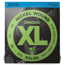 Струны D'ADDARIO EXL165 XL NICKEL WOUND BASS REG LIGHT TOP / MED BOTTOM (45-105)