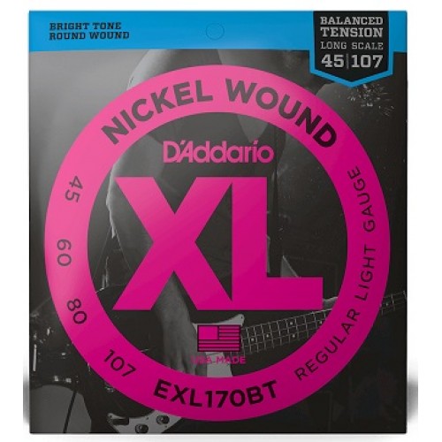 Струны D'ADDARIO EXL170BT XL NICKEL WOUND BALANCED TENSION REGULAR LIGHT (45-107)