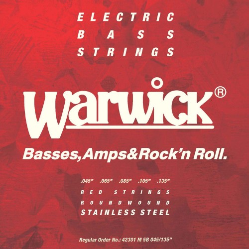 Струни WARWICK 42301 RED Stainless Steel Medium 5-String (45-135) 