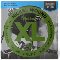 Струни D'ADDARIO EXL117 XL NICKEL WOUND MEDIUM TOP/EXTRA HEAVY BOTTOM (11-56) 